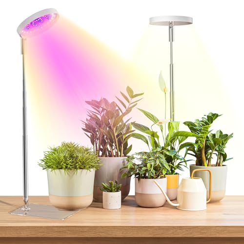 Grow Lights for Indoor Plants Full Spectrum, 48 LEDs Plant Light for Indoor Plants with 2 Mounting Options, 3 Optional Spectrums, 3/9/12Hrs, 10 Brightness, 2 Packs (White) - color: White--2 pack