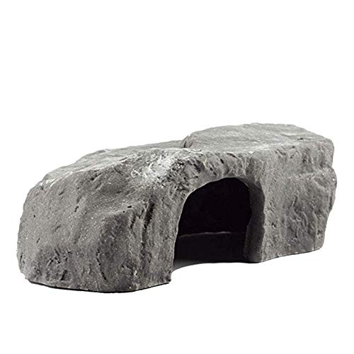 OMEM Reptile Box Shelter Terrarium Hideout Habitat Decor Humidify Hide Cave Turtle Ramp Basking Platforn Resin Rock