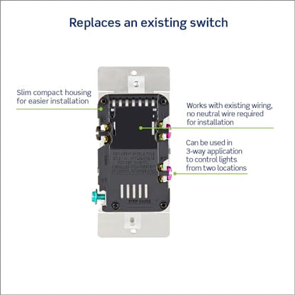 Leviton Decora Slide Dimmer Switch for Dimmable LED, Halogen and Incandescent Bulbs, DSL06-1LZ, White with Ivory and Light Almond Faceplates - size: 1 Pack