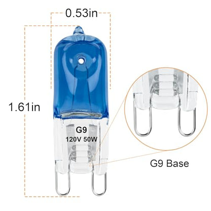 G9 Heat Lamp Bulbs for Reptile,Day Blue, Mini Halogen Bulb 50W, Infrared Reptile Heat Lamp for Bearded Dragon Gecko Turtle Lizard, Pack of 2 - size: 50W-2Pcs