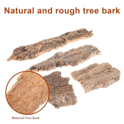 BESTonZON 4 Pcs Natural Cork Bark for Reptile Terrarium Decor, Wood Tree Hides and Climbing Platform Tank Accessories for Leopard Gecko Snake Amphibian