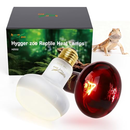 Reptile Heat Lamp Bulbs, 2 Pack 75W Reptile Heat Bulbs UVA Daylight Basking Bulb and Infrared Heat Lamp Red Night Light Bulb Combo for Bearded Dragon Chameleon Turtle Snake Gecko Lizard Chicken Tank - color: White & Red, size: Day & Night-75