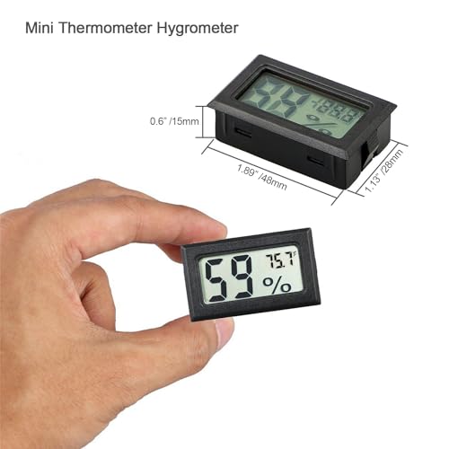 4-Pack Mini Digital Temperature Humidity Meters Gauge Indoor Thermometer Hygrometer LCD Display Fahrenheit (℉) for Reptile Tank,Jars,Guitar Case,Greenhouse, Garden, Cellar, Fridge, Closet
