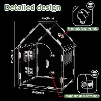 Acrylic Jumping Spider Enclosure, 8"x8"x12" Portable Tarantula Habitat with Ventilation, Clear Small Reptile Terrarium Tank for Pet Insects - size: 8 "x8" x12"