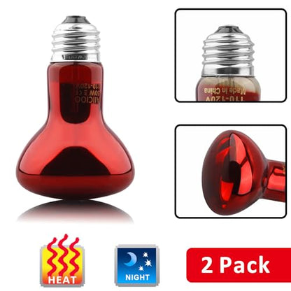 Aiicioo Reptile Red Light Bulb - Reptile Heat Lamp Bulb Infrared Basking Spot Lamp for Bearded Dragon Lizard Turtle Hermit Crab Leopard Gecko Snake Chameleon 50W - color: ['Red'], size: ['50W']