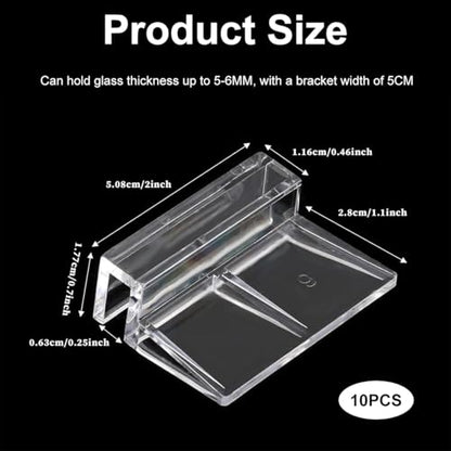 Aquarium Lid Clips,10pcs Clear Acrylic Aquarium Cover Clips,Rimless Aquarium Lid Clips,Clear Acrylic Fish Tank Lid Holder,Clear Glass Cover Clip Holder,Aquarium Support Tools