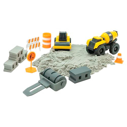 CAT Construction Toys, Dig N' Build Concrete Playset with 10 Oz of Compound, 2 Little Machine Vehicles, Ages 3+ - style: Concrete