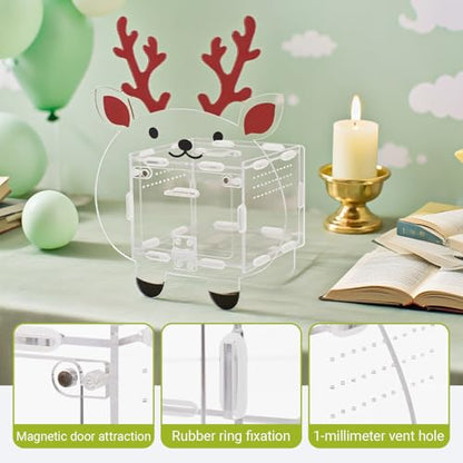 Acrylic Jumping Spider Enclosure with Magnetic Door - 4.7"x4.7"x3.5" Escape-Proof Habitat, Front Opening Terrarium for Tarantula, Reptiles & Insects