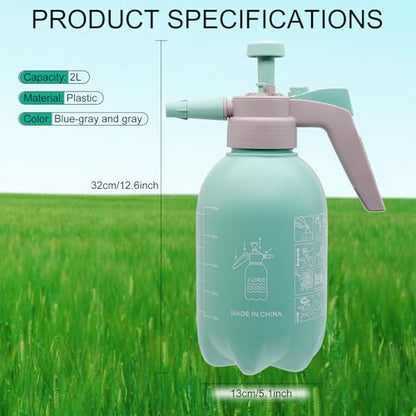 68oz Garden Pump Sprayer, 2L Hand Pressure Sprayer Bottle with Safety Valve, 0.5 Gal Lawn Adjustable Sprayer for Plant Mister Spraying Weeds Home Cleaning Watering (Light Blue) - color: Light Blue