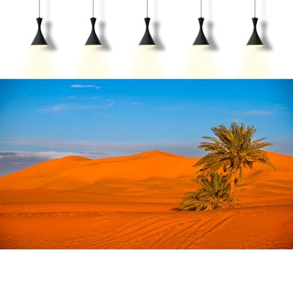 Desert Reptile Tank Background Majestic Sunset Desert Landscape Terrarium Background Desert Palm Tree Sand Dunes Reptile Habitat Background Sunrise Sahara Desert Aquarium Fish Tank Background 48x20in - size: 48(W)x20(H)inches/ 120(W)*50cm(H)