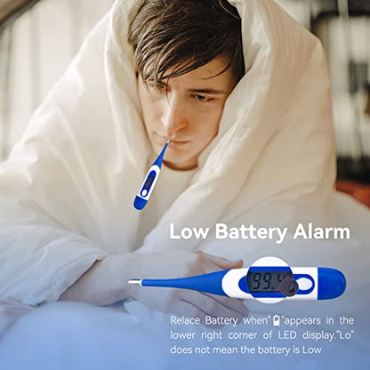 Berrcom Digital Thermometer for Adults, Oral and Underarm Thermometer for Baby and Kids Medical Thermometer with Fever Alarm Rectal Thermometer with Soft Tips - size: DT-008