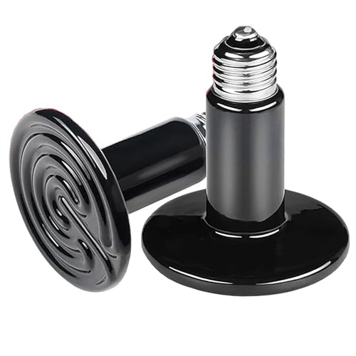 Sxminer 150W Ceramic Heat Emitter - Reptile Heat Bulbs with E26/E27 Base, 110V-130V, Infrared Heating Lamp for Reptiles, Chickens, Dogs, Cats & Small Pets - Safe, No-Light Heat Source (2-Pack, Black)