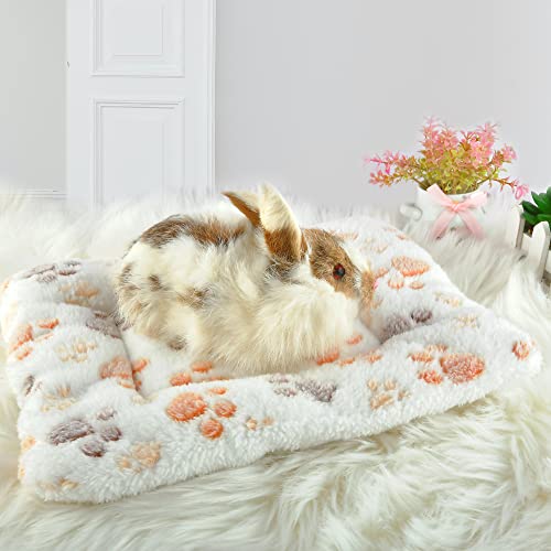 Small Animal Bed Mat, Soft & Warm, Suitable for Guinea Pig, Hamster, Rabbit, Rat and Bearded Dragon (XX-Large(19.7''x15.7''), Footprint White) - color: Footprint White, size: XX-Large(19.7''x15.7'')