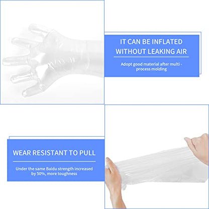 Anxingo 50Pcs Disposable Plastic Veterinary Insemination Rectal Long Arm Gloves for Field Dressing Gutting 35 inch Length - color: Transparent