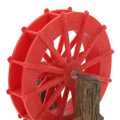 Miniature Water Fountain Aquarium Ornament with Rotating Water Wheel, Plastic Fish Tank Decor for Aquatic Environments, Unique Realistic Design Providing Oxygen Supply, for Homes