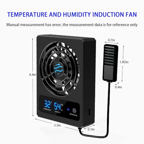 Reptile Ventilation Fan with Humidity Control & High Temp Alarm, Smart Hygrometer for Bearded Dragon, Leopard Gecko, Snake Tank – Quiet Fan with Dual LED Display for Reptile Enclosure - size: Single fan