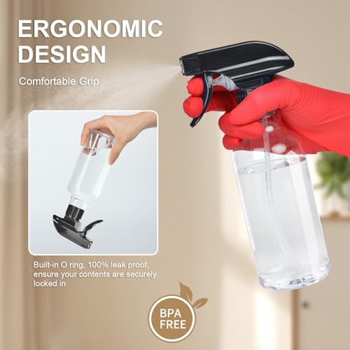 Uineko Spray Bottles 2-Pack, 10 Oz, Mist & Stream, Heavy Duty Spraying Empty Water Sprayer Bottle, BPA Free Plastic Refillable Containers for Cleaning Solutions, Plants, Hair, Essential Oils (Clear) - style: Clear