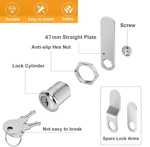 1 Pack Premium Cabinet Cam Locks Keyed Alike - Zzbety 5/8 Inch Cabinet Locks for Secure Files Drawers Mailbox RV Camper Door Tool Box (Zinc Alloy) - size: 5/8 Inch