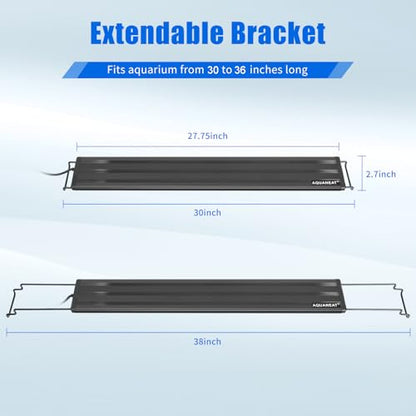 AQUANEAT LED Aquarium Light for 30 to 38 Inch Fish Tank, Auto On Off with Timer, Full Spectrum, Adjustable Brightness, Daylight Moonlight Mode, for Fresh Water Low-to-Mid Light Plants - size: 30"-38"