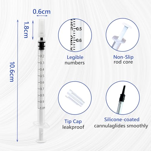 30 Pack 1ml Syringe for Liquid, Plastic Syringes without Needle, Sterile & Individually Wrapped, 1cc Small Syringe for Scientific Labs, Colostrum Collect, Pet Feeding, Oral, No Needle - style: 1ML