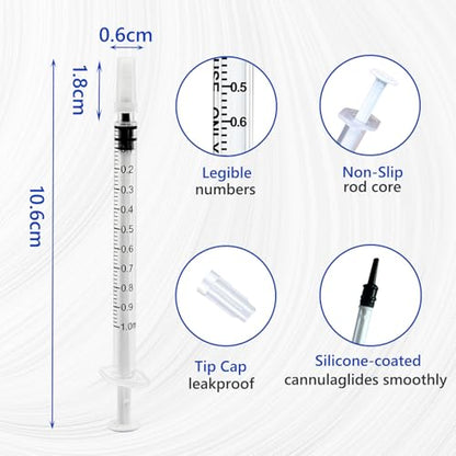 30 Pack 1ml Syringe for Liquid, Plastic Syringes without Needle, Sterile & Individually Wrapped, 1cc Small Syringe for Scientific Labs, Colostrum Collect, Pet Feeding, Oral, No Needle - style: 1ML