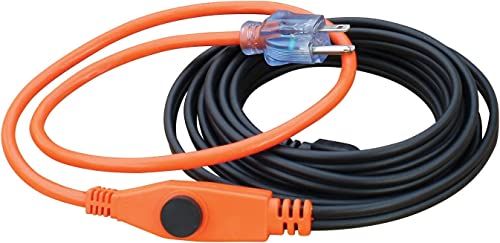 Clear Power Water Pipe Heating Cable - 24ft |Indoor, 168 Watts, Built in Thermostat, With 2ft Power Cord 18/3 SJTW & Indicator Light (CPPH005) - style: 24ft,168W