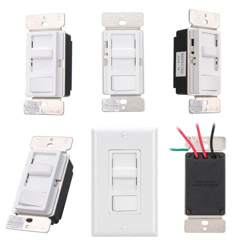 Wengart Dimmer Switch BAK-008,120VAC 150W Dimmable LED/CFL Lights,Halogen and Incandescent Bulbs 600W Max,UL Listed,White