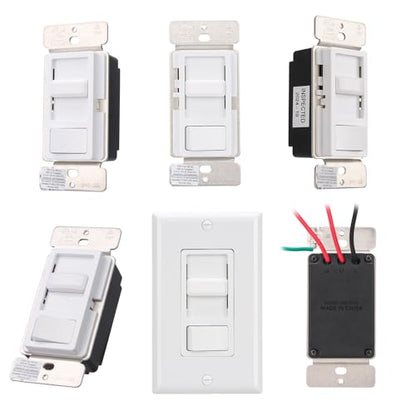 Wengart Dimmer Switch BAK-008,120VAC 150W Dimmable LED/CFL Lights,Halogen and Incandescent Bulbs 600W Max,UL Listed,White