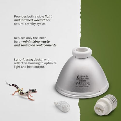 Reptile Systems Eco Halogen – White 50w – Lamp for Reptiles & Amphibians – Light for Tanks, Vivariums & Crested Geckos - size: 50 Watts