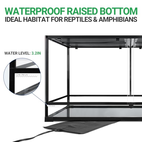 120 Gallon Reptile Terrarium, Tempered Glass Reptile Tank, Front Opening Terrarium with Top Screen Ventilation & Water-Holding Bottom, 4x2x2 Large Enclosure for Bearded Dragon, Snake, Lizard