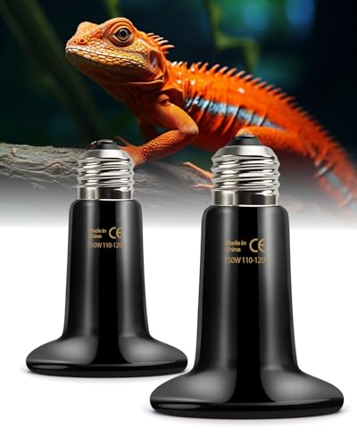 Ruiandsion 150W Ceramic Heat Emitter Bulb 2-Pack – Energy-Efficient Reptile Heat Lamp, No Light Disturbance, Ideal for Turtles/Snakes/Chickens – Dual Backup Set for Terrarium & Pet Enclosures - size: 2