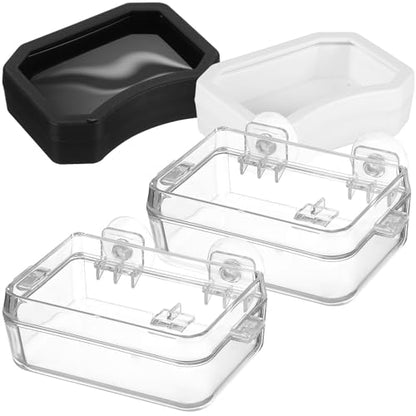 BESPORTBLE 2pcs Reptile Feeder Feeding Bowl Set with Strong Suction Cup for Frogs and Spiders, Plastic Water and Food Dish Adsorbed on Smooth Surfaces for Feeding and Watering