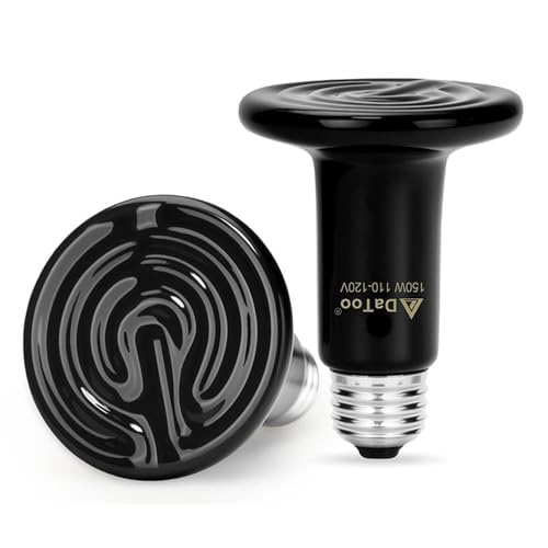 DaToo Ceramic Reptile Heat Lamp 150W Ceramic Heat Emitter E26 No Light Night Heat Bulb for Reptile Terrarium Tank Lizards Snakes Hedgehogs Turtles Cats Dogs Chicken（2 Pack） - size: 2 Pack