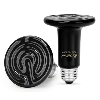 DaToo Ceramic Reptile Heat Lamp 150W Ceramic Heat Emitter E26 No Light Night Heat Bulb for Reptile Terrarium Tank Lizards Snakes Hedgehogs Turtles Cats Dogs Chicken（2 Pack） - size: 2 Pack