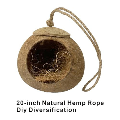 Bird Nest for Cage Natural Coconut Shell Birds House 2 Pack Parakeet Hide Breeding Hut Bird Cage Accessories & Decor Hamster Toys for Parrot Lovebirds Budgies Cockatiel Conure Finch Canary