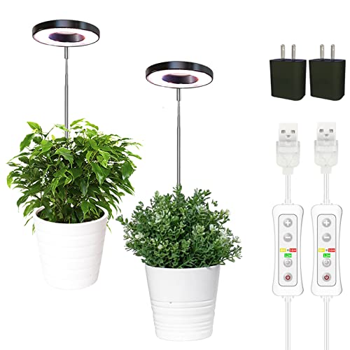 yadoker Plant Grow Light, LED Growing Light Full Spectrum for Indoor Plants,Height Adjustable, Automatic Timer, 5V Low Safe Voltage,Idea for Small Plant Light - color: 3.4 inch Matte Black, size: 2 Pack
