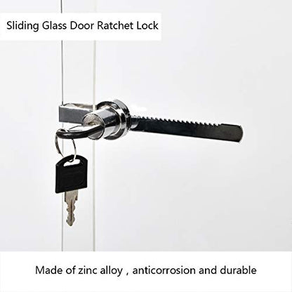 Sissinda Sliding Glass Door Lock Display Case Lock Ratchet Lock with Chrome Finish, Security, Keyed Alike Showcase Display (2 PC) - size: 2 PC