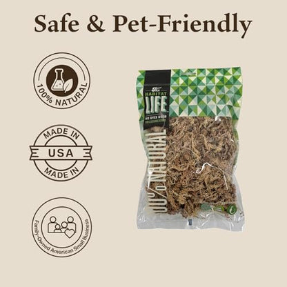 The Habitat Life - Natural Sphagnum Moss - for Reptiles, Amphibians & Invertebrates Terrariums - Humidity Control - Ideal for Burrowing & Nesting - Dye-Free & Safe - Small - 1 Pack - size: Small, style: Sphagnum Moss