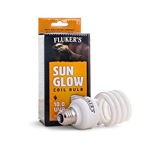Fluker’s Sun Glow 10.0 UVB Fluorescent Coil Bulb for Desert Reptiles, Reptile Heat Light Stimulates Natural Synthesis of Vitamin D in Captive Reptiles, 26 Watt - size: 26 Watts