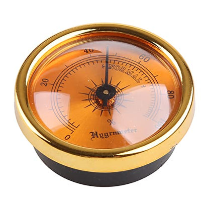 Rulbelok Mini Hygrometer Analog Hygrometer Mechanical Round Hygrometer Humidity Gauge for Cabinet Cans 1.77 Inch (Gold) Analog Hygrometer Indoor Humidity