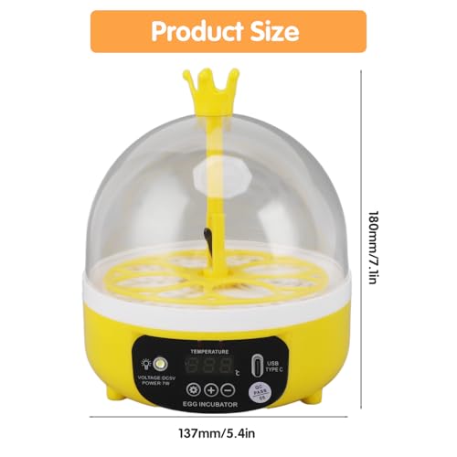 Tissting 4 Eggs Mini Incubator with Transparent Lid,7W Automatic Temperature Humidity Control,Household Small Poultry Hatching Machine,for Chickens Ducks Pigeons (Auto Turning) - color: 4 Eggs Auto Turning