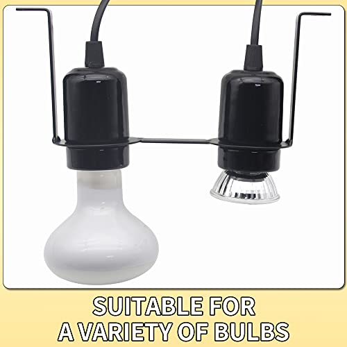 Dual Reptile Light Fixture Heat Lamps 2 in 1 E27 Base UVB Reptile Light Fixture Dome Heat Lighting Lamp Combo kit ffor reptiles, Bearded Dragon, lguana, Snake, Turtle Tank (Two lamp heads)