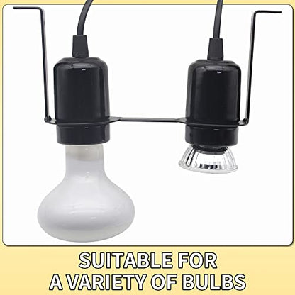 Dual Reptile Light Fixture Heat Lamps 2 in 1 E27 Base UVB Reptile Light Fixture Dome Heat Lighting Lamp Combo kit ffor reptiles, Bearded Dragon, lguana, Snake, Turtle Tank (Two lamp heads)