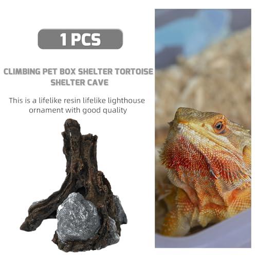 Reptiles Hidden House Turtle Hiding Cave Resin Climbing Platform for Tortoise Habitat Decor Pet Hiding Cave Shelter for Reptiles and Amphibians