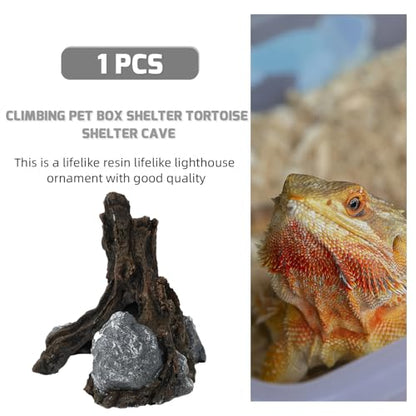 Reptiles Hidden House Turtle Hiding Cave Resin Climbing Platform for Tortoise Habitat Decor Pet Hiding Cave Shelter for Reptiles and Amphibians