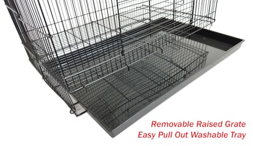 3-Levels Easy Portable Collapsible Ferret Chinchilla Sugar Glider Rats Mouse Animal Critter Bite-Proof Metal Carrier Travel Cage with Narrow 3/8-Inch Bar Spacing Easy to Setup No Tools Needed - color: Black