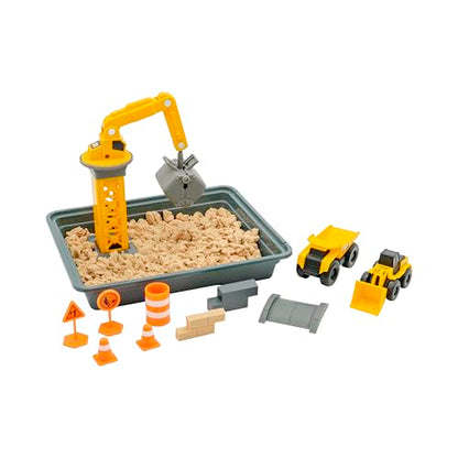 CAT Dig N’ Build Dirt Playset – 12 oz Moldable Dirt Compound, Working Crane, 2 Little Machines Vehicles, Construction Molds & Easy-Cleanup Tray, Sensory STEM Toy for Kids Ages 3 + - style: Dirt