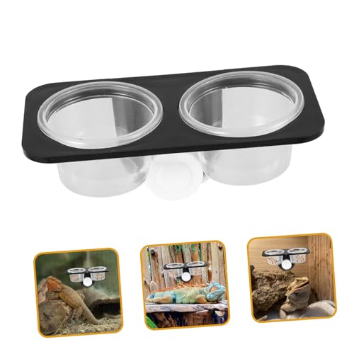 TEHAUX Reptile Food Bowl with Suction Cup 4.52X2.36X2.16In Water and Feeding Dish for Lizards Turtles Geckos and Centipedes Wall Mounted Terrarium Feeder Container - size: Size 2