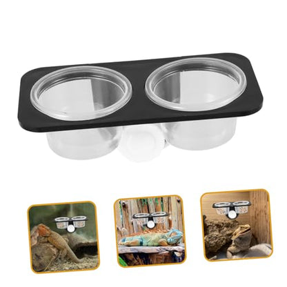 TEHAUX Reptile Food Bowl with Suction Cup 4.52X2.36X2.16In Water and Feeding Dish for Lizards Turtles Geckos and Centipedes Wall Mounted Terrarium Feeder Container - size: Size 2