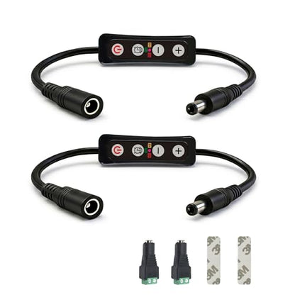 Aquarium Light Timer and Dimmer, 5.5mm x 2.1mm DC Barrel Connector, 6/10/12 Hour Auto On/Off, Brightness Control 10-100%, Sunrise Sunset Simulation for Fish Tank 12-24V DC LED Lights, 2 Pack
